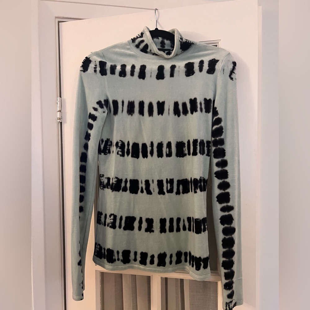 Proenza Schouler blue and black velvet striped turtleneck, Small